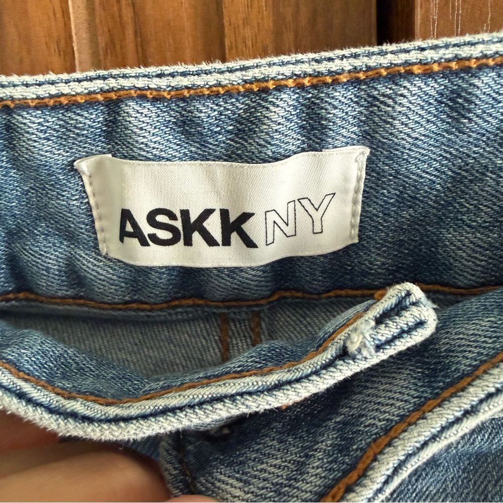 ASKK NY Brighton Crop Wide Leg Jeans High Rise Raw Hem US 29 - Picture 7 of 9
